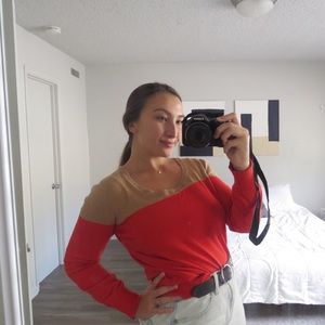 MERONA Crew-neck Red and Tan Sweater